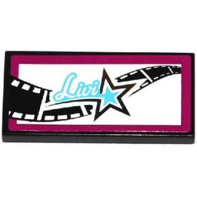 black tile 2 x 4 with film reel livi and star pattern sticker - set 41117