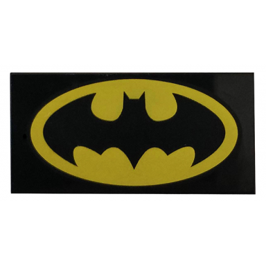 black tile 2 x 4 with batman logo oval pattern