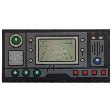 black tile 2 x 4 with control panel and radar screen pattern sticker - set 70603