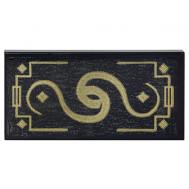 black tile 2 x 4 with gold geometric border with diamonds and swirls pattern sticker - set 70620