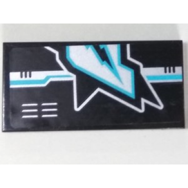black tile 2 x 4 with silver and medium azure ultra agents logo and vents left pattern sticker - set 70165