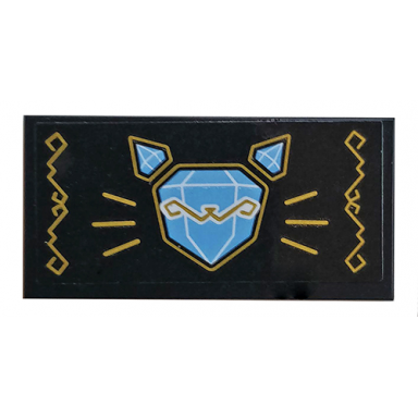 black tile 2 x 4 with diamond cat pattern sticker - set 70902