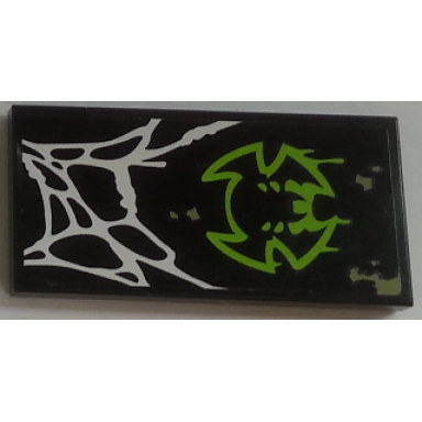 black tile 2 x 4 with spider web and spider logo on black background pattern model right side sticker - set 70133