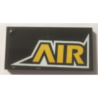 black tile 2 x 4 with yellow air pattern sticker - set 60144