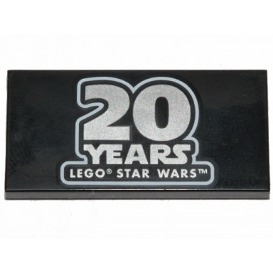 black tile 2 x 4 with 20 years lego star wars pattern