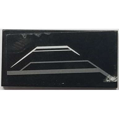 black tile 2 x 4 with metallic silver and flat silver trapezoidal pattern model right side sticker - set 76047