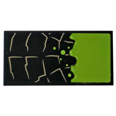 black tile 2 x 4 with stone outline and lime bubbling slime pattern sticker - set 76056