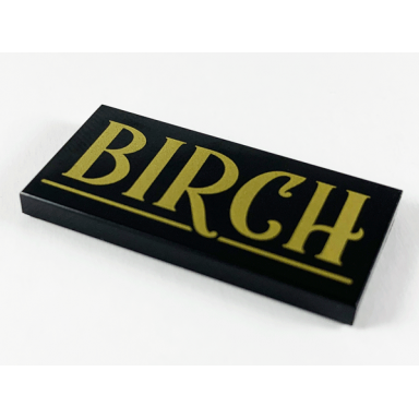 black tile 2 x 4 with gold birch and underline pattern