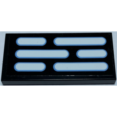 black tile 2 x 4 with 3 rows of white bars shuttle lights pattern sticker - set 75156