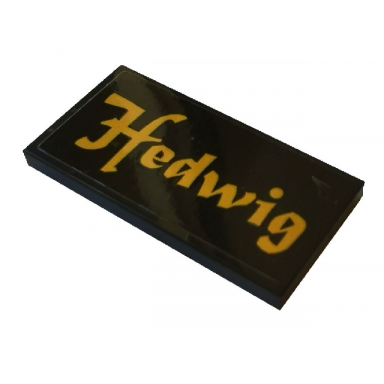 black tile 2 x 4 with gold hedwig pattern sticker - set 75979