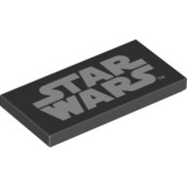 black tile 2 x 4 with star wars logo pattern