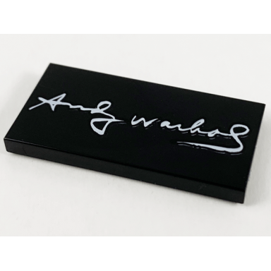 black tile 2 x 4 with andy warhol signature pattern