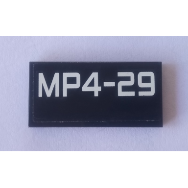 black tile 2 x 4 with white mp4-29 pattern sticker - set 75911