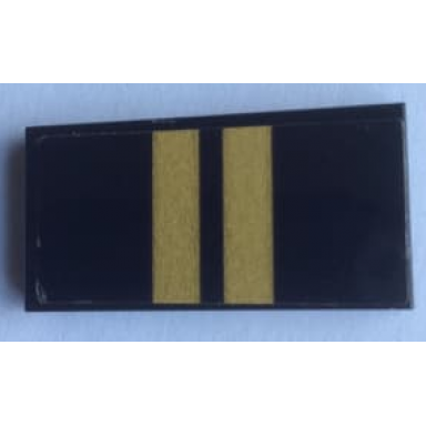 black tile 2 x 4 with 2 gold stripes pattern sticker - set 75884