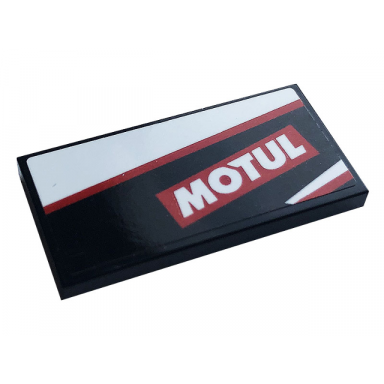 black tile 2 x 4 with white and red stripes and white motul pattern model left side sticker - set 76896