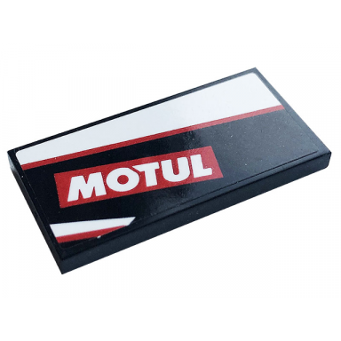 black tile 2 x 4 with white and red stripes and white motul pattern model right side sticker - set 76896