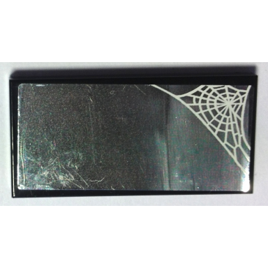 black tile 2 x 4 with white spider web on mirror pattern sticker - set 70133