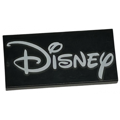 black tile 2 x 4 with disney logo pattern