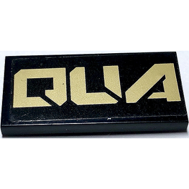 black tile 2 x 4 with gold qua quake left half pattern sticker - set 70632