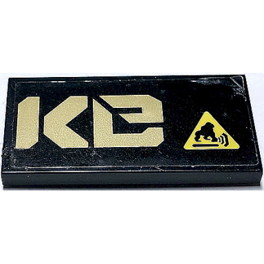 black tile 2 x 4 with gold ke quake right half and gorilla warning sign pattern sticker - set 70632