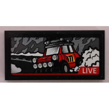 black tile 2 x 4 with 1967 mini cooper s rally and live pattern sticker - set 75894