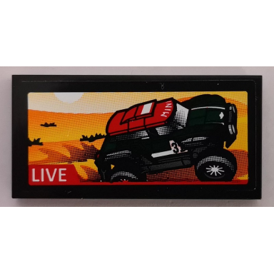 black tile 2 x 4 with 2018 mini john cooper works buggy and live pattern sticker - set 75894