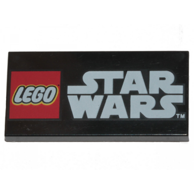 black tile 2 x 4 with lego star wars logo pattern