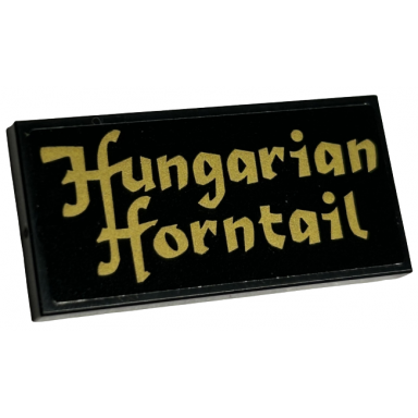 black tile 2 x 4 with gold hungarian horntail pattern sticker - set 76406