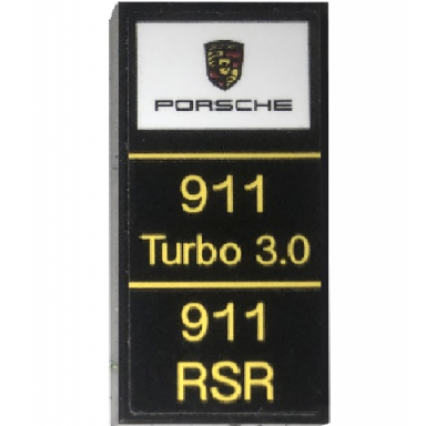 black tile 2 x 4 with porsche logo and yellow 911 turbo 3.0 and 911 rsr pattern sticker - set 75888