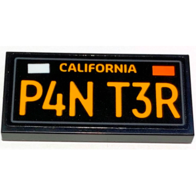 black tile 2 x 4 with california and p4n t3r pattern sticker - set 10304