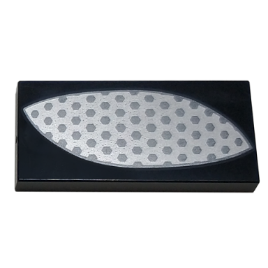 black tile 2 x 4 with silver hexagon mesh eye cover pattern model right side