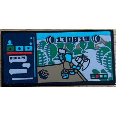 black tile 2 x 4 with thor video game with trees noob.m chat bubbles and 170819 pattern sticker - set 76200