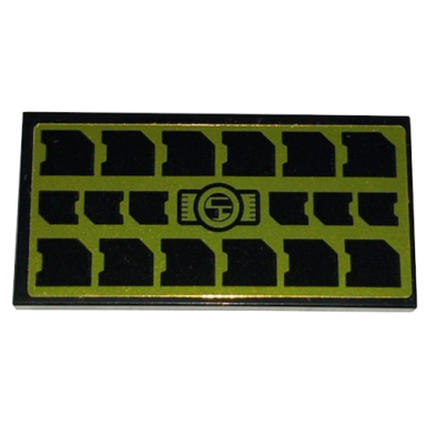 black tile 2 x 4 with gold solar panel pattern sticker - set 42158