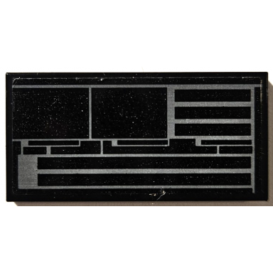 black tile 2 x 4 with sw inquisitor transport scythe hull plates with dark bluish gray lines pattern model left side sticker - set 75336