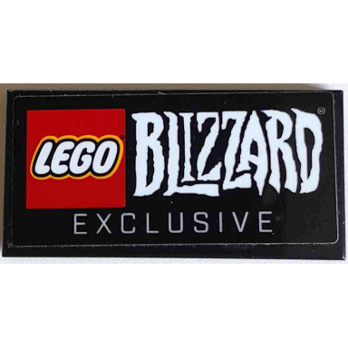 black tile 2 x 4 with lego blizzard logo and exclusive pattern sticker - set 75987