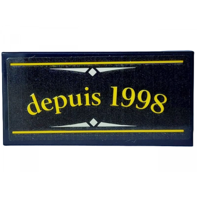 black tile 2 x 4 with yellow depuis 1998 and white ornaments pattern sticker - set 910032