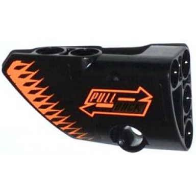black technic panel fairing 1 small smooth short side a with pull back and orange arrows pattern sticker - set 42026