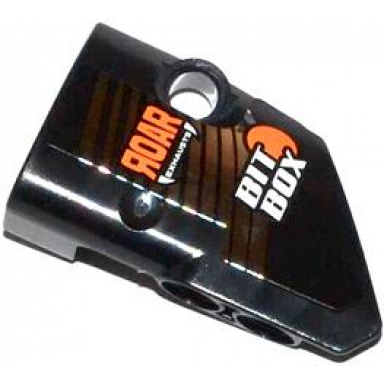 black technic panel fairing 1 small smooth short side a with roar exhausts bit box and chrome silver stripes pattern sticker - set 42026