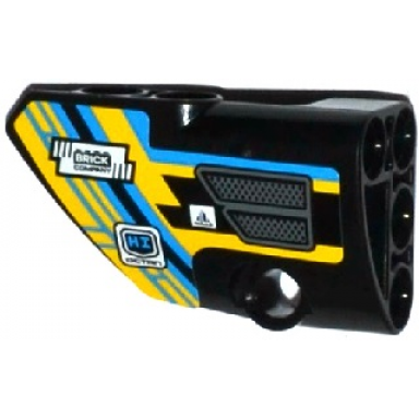 black technic panel fairing 1 small smooth short side a with grille and sponsor logos on dark azure yellow and black background pattern sticker - set 42034