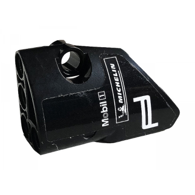 black technic panel fairing 1 small smooth short side a with white mobil 1 michelin and porsche design logos pattern sticker - set 42096