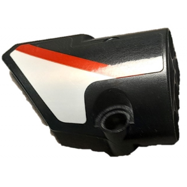 black technic panel fairing 1 small smooth short side a with red stripe on white background pattern sticker - set 42137