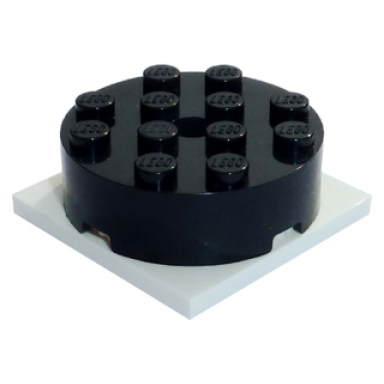 black turntable 4 x 4 x 1 1 3 with white square base locking 87081 61485
