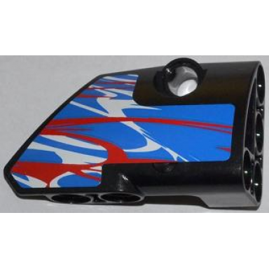 black technic panel fairing 2 small smooth short side b with red and white swirls on blue pattern sticker - set 42010