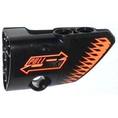 black technic panel fairing 2 small smooth short side b with pull back and orange arrows pattern sticker - set 42026
