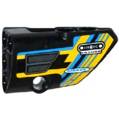 black technic panel fairing 2 small smooth short side b with grille and sponsor logos on dark azure yellow and black background pattern sticker - set 42034