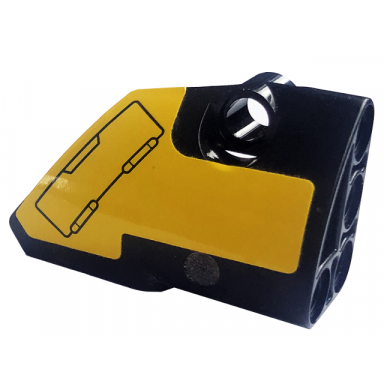 black technic panel fairing 2 small smooth short side b with hatch with handle and hinges on yellow background pattern sticker - set 42094