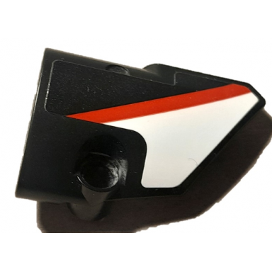 black technic panel fairing 2 small smooth short side b with red stripe on white background pattern sticker - set 42137