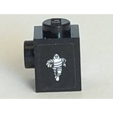 black brick modified 1 x 1 with stud on side with michelin man logo pattern model left side sticker - set 75887