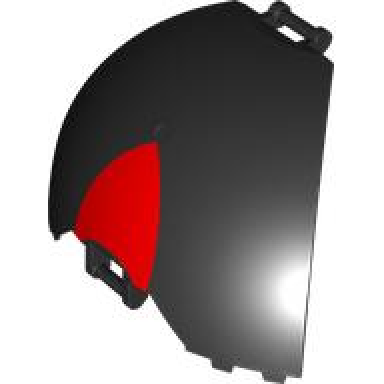 black windscreen quarter dome bar handles at top and bottom with red curved triangle pattern shadow the hedgehog forehead