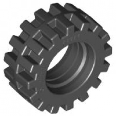 black tire 15mm d x 6mm offset tread small - band around center of tread